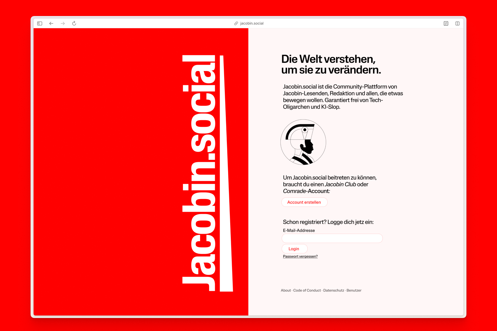Jacobin-branded single sign-on screen